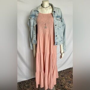 100% Cotton GAP Light Pink Tiered Boho Dress | Size M